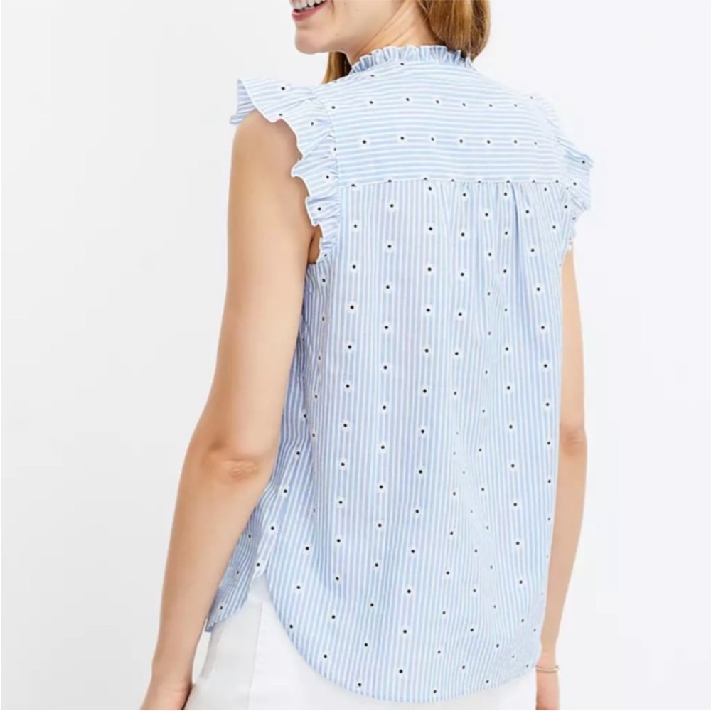 LOFT Clip Dot Daisy Ruffle Top - Picture 2 of 9